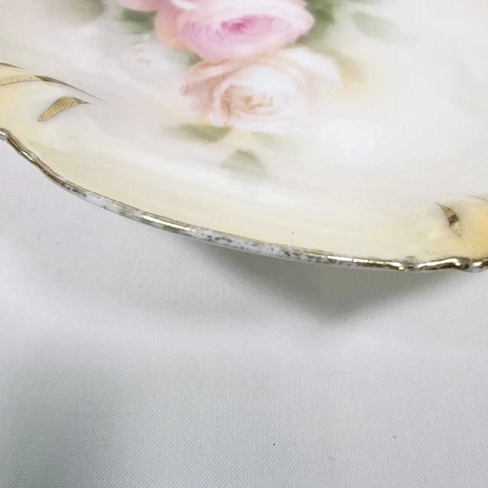 ANTIQUE RS Prussia Scalloped Hand Painted Serving Bowl Iris &‎ Roses Fruit Salad